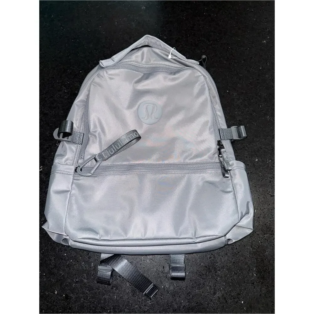 NEW LULULEMON CREW BACKPACK 22L GREY BACKPACK LOGO LAPTOP TRAVEL POCKETS